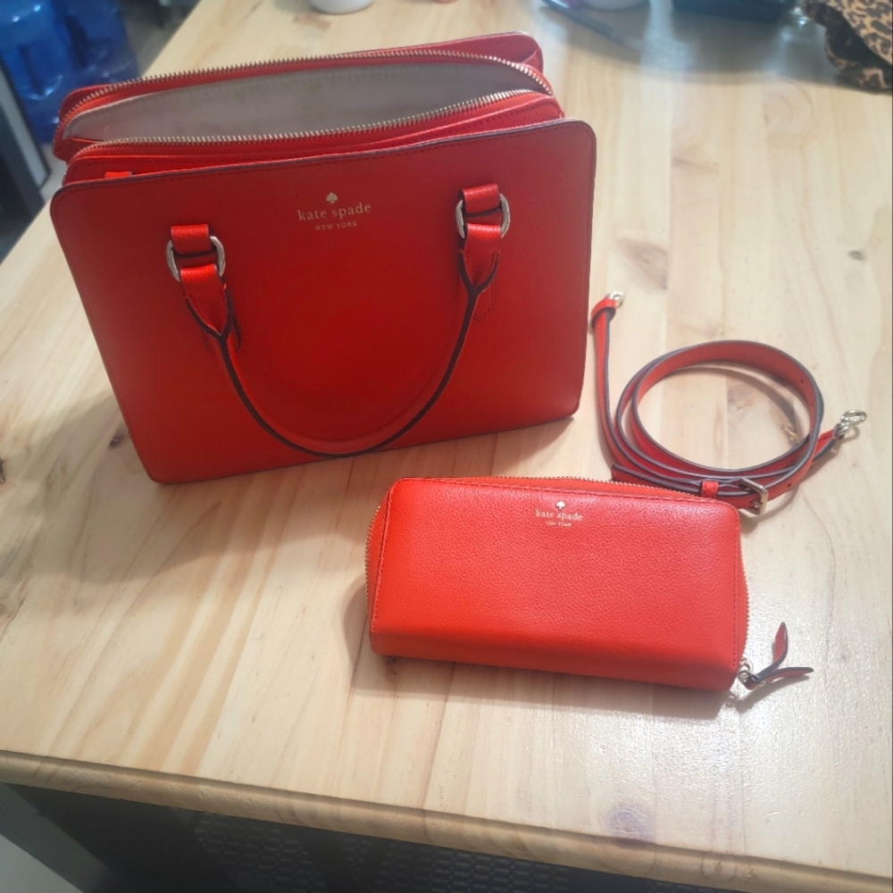Kate Spade - ORANGE Satchel & Wallet